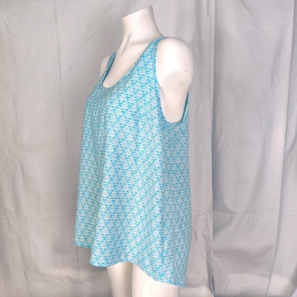 Pleione Hi Lo Turquoise Blue Sleeveless Blouse Shirt Tank Top Women's Sz Med